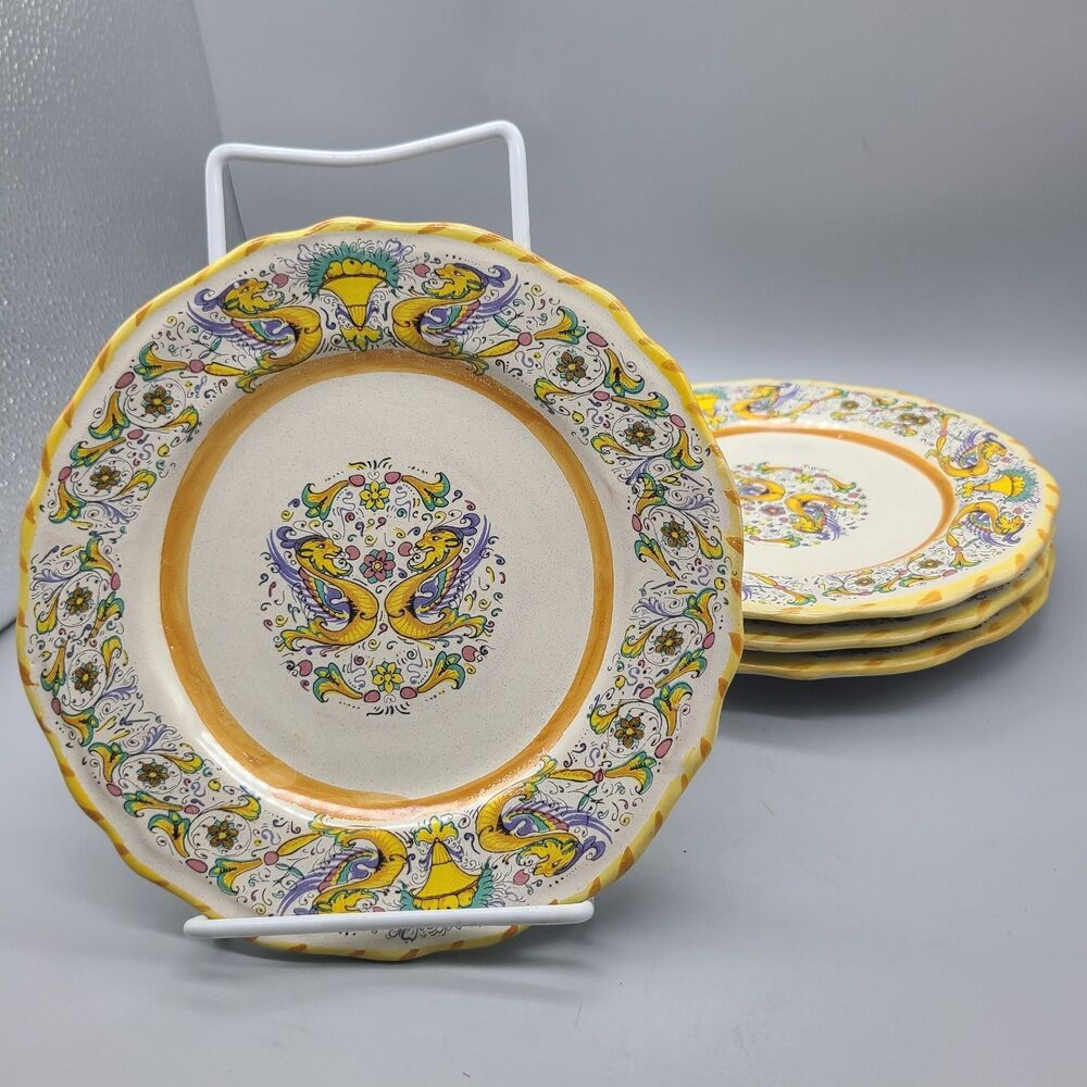 Set (4) Moma Italy Salad Plates Ceramiche Antigianali Lavorate a Mano 7.75" NEW